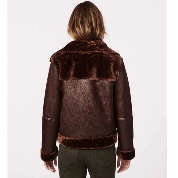 Bernardo Vegan Fur-Leather Jacket brown NWT XS $220 - Picture 5 of 6